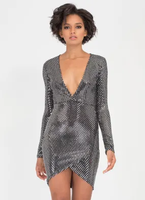 Disco Fever Plunging Mirrored Dress