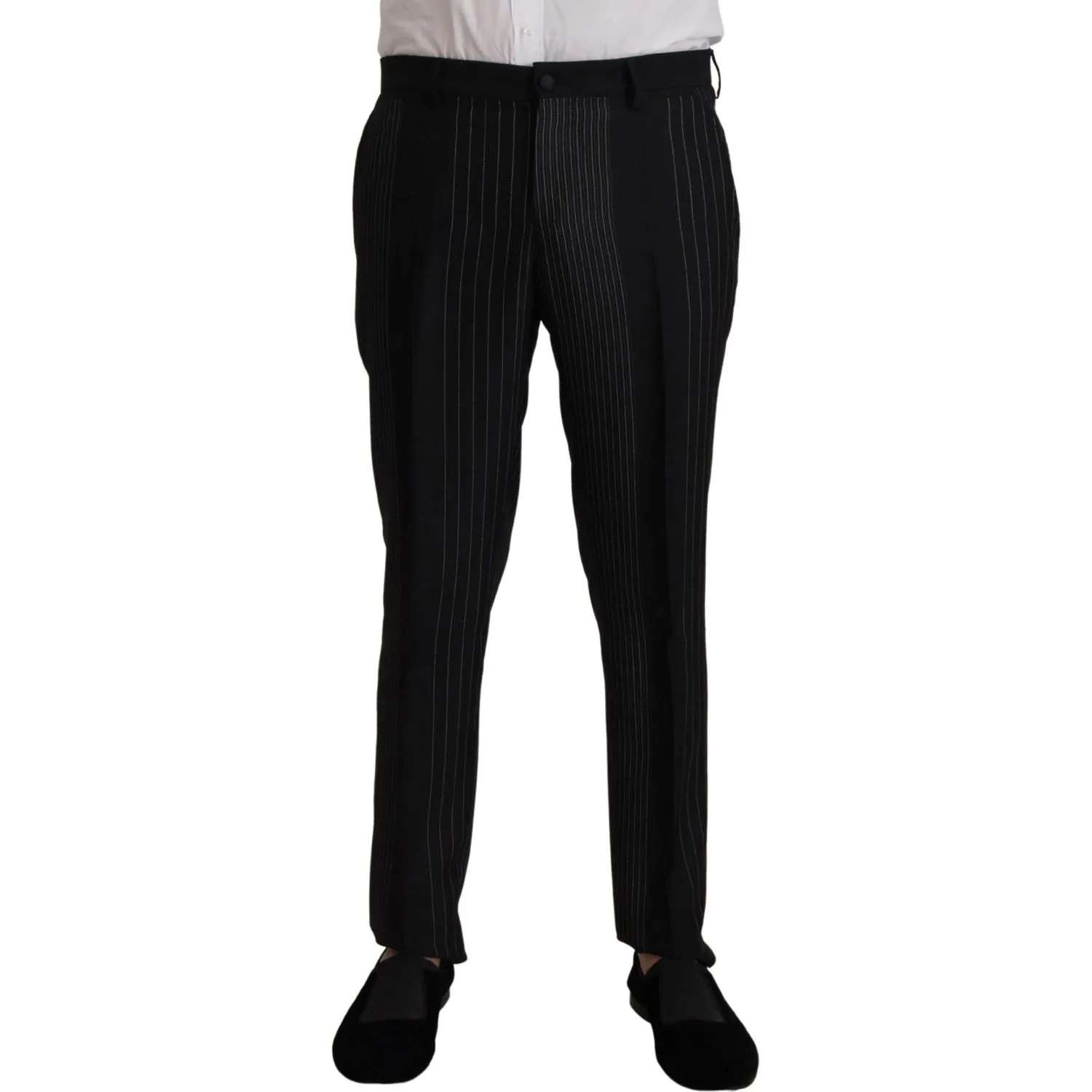 Dolce & Gabbana Elegant Black Striped Slim Fit Two-Piece Suit