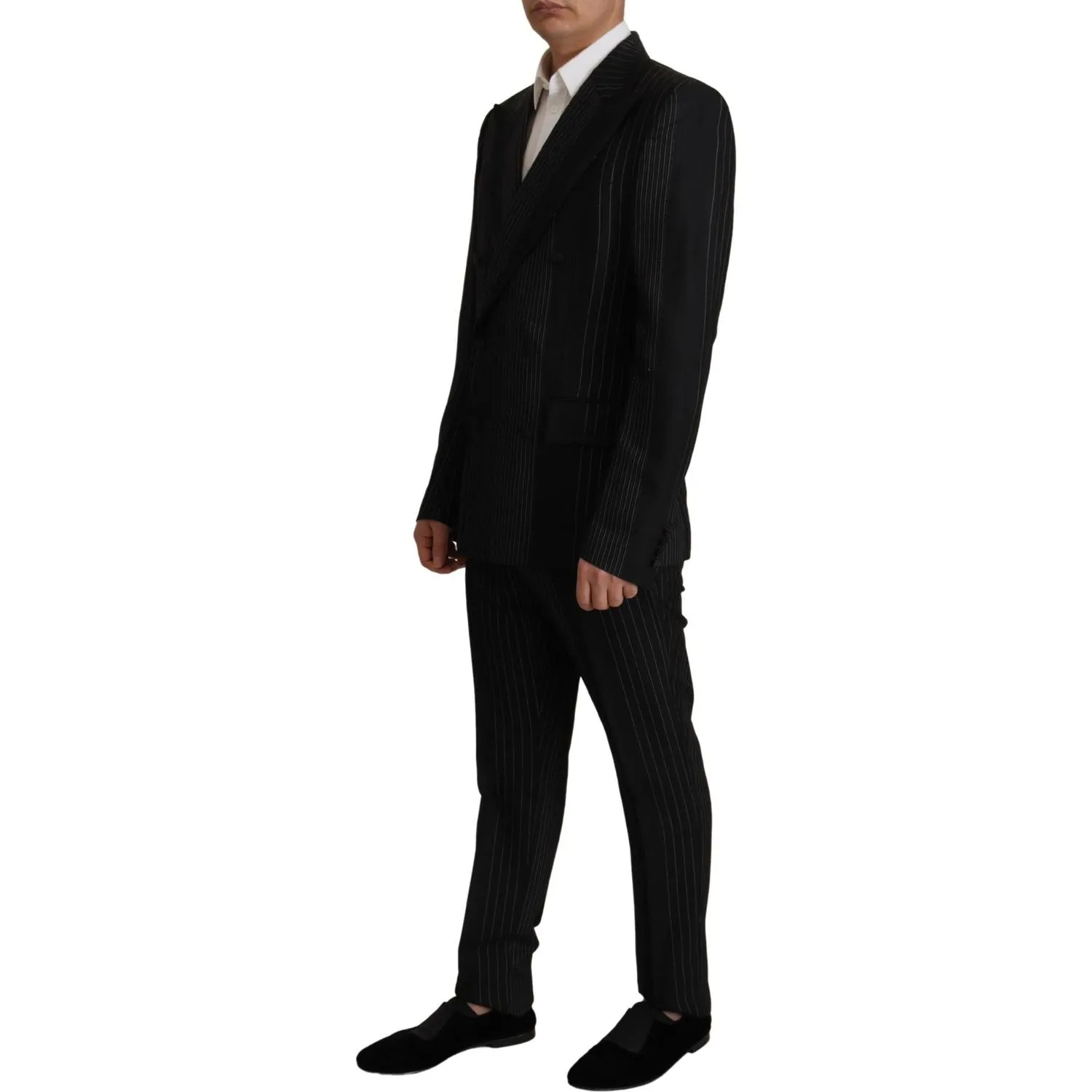 Dolce & Gabbana Elegant Black Striped Slim Fit Two-Piece Suit