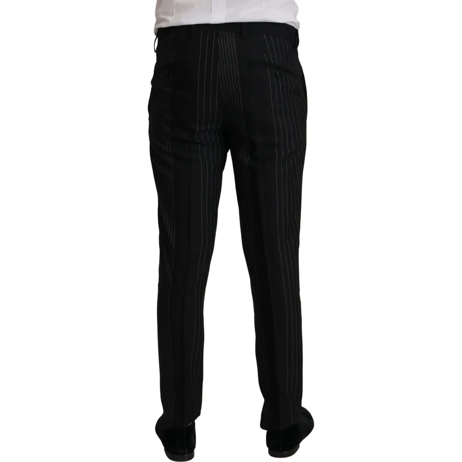 Dolce & Gabbana Elegant Black Striped Slim Fit Two-Piece Suit