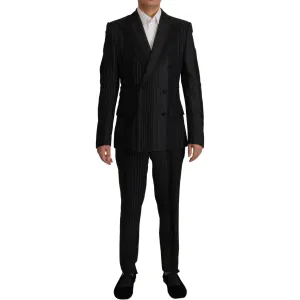 Dolce & Gabbana Elegant Black Striped Slim Fit Two-Piece Suit