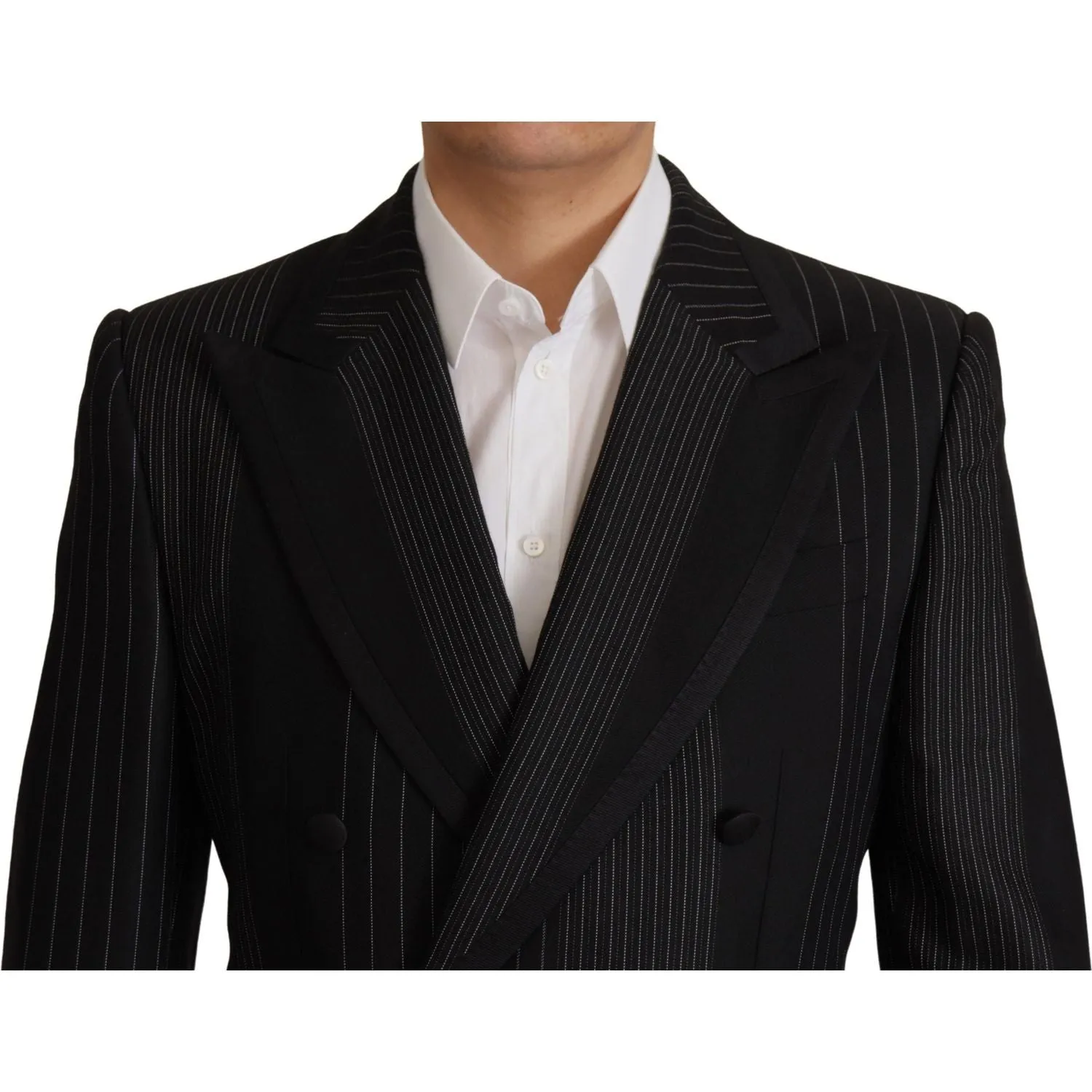 Dolce & Gabbana Elegant Black Striped Slim Fit Two-Piece Suit