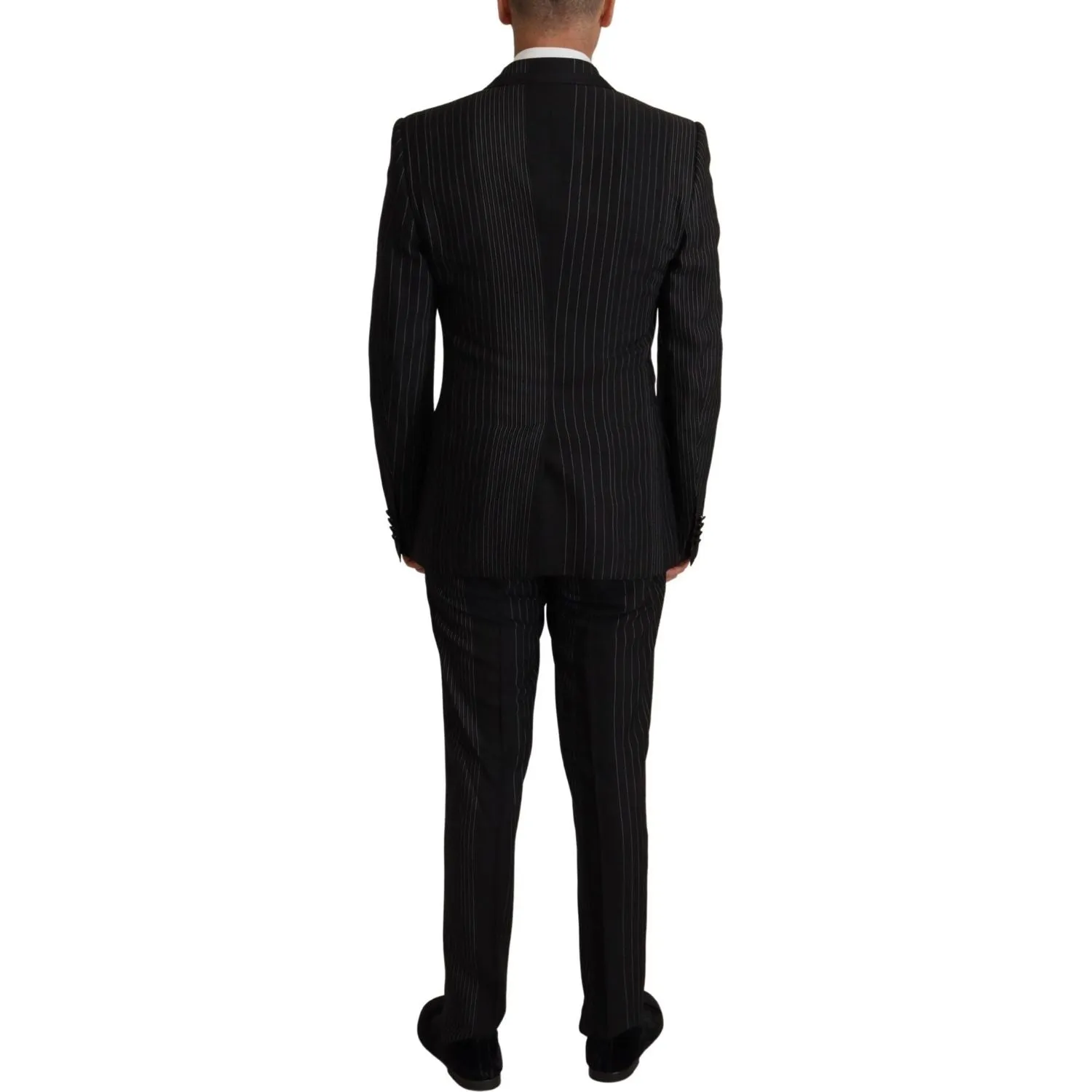 Dolce & Gabbana Elegant Black Striped Slim Fit Two-Piece Suit