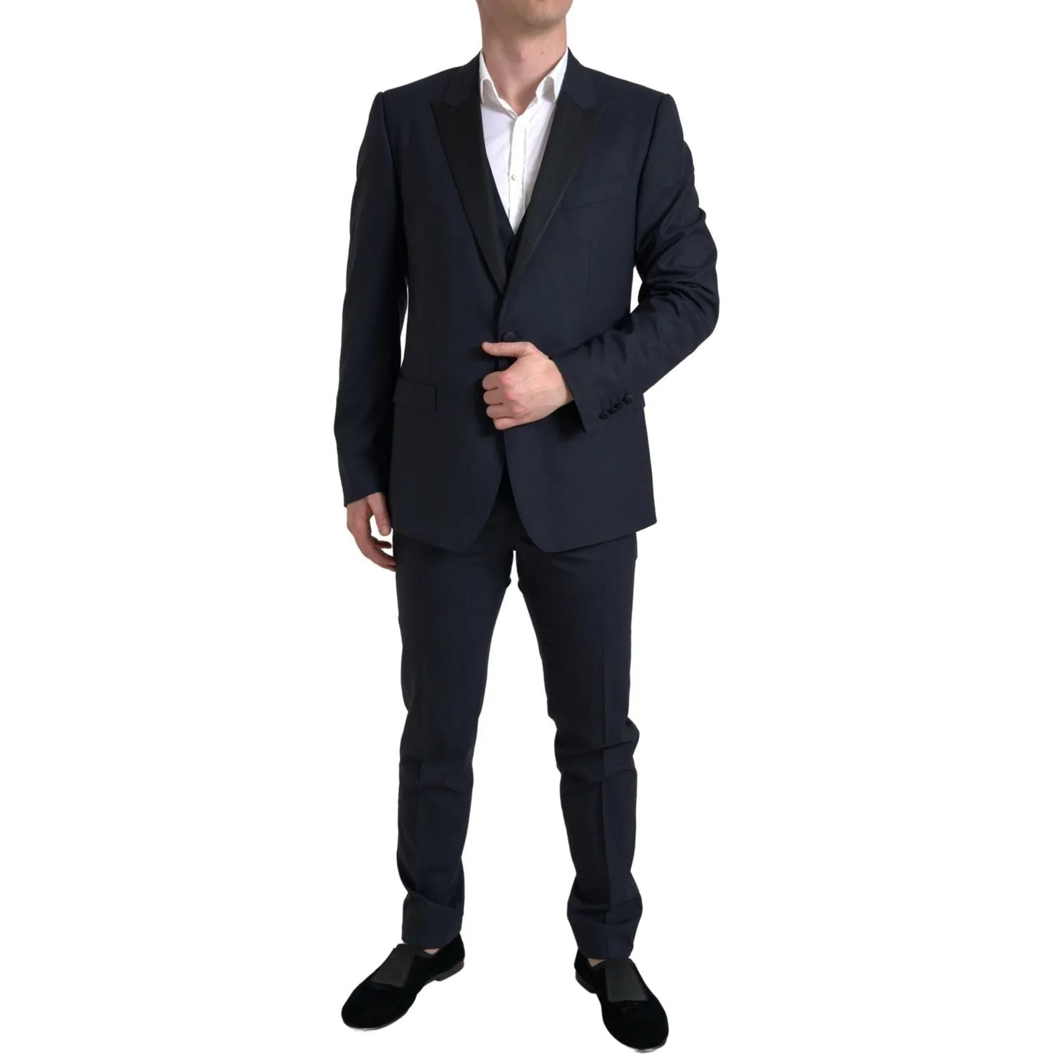 Dolce & Gabbana Elegant Blue & Black Martini Slim Fit Suit