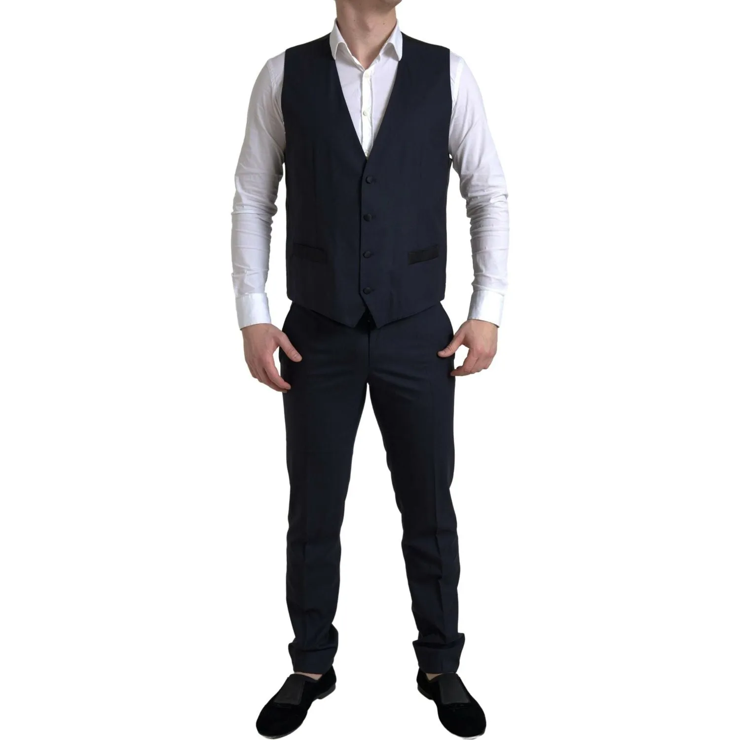 Dolce & Gabbana Elegant Blue & Black Martini Slim Fit Suit