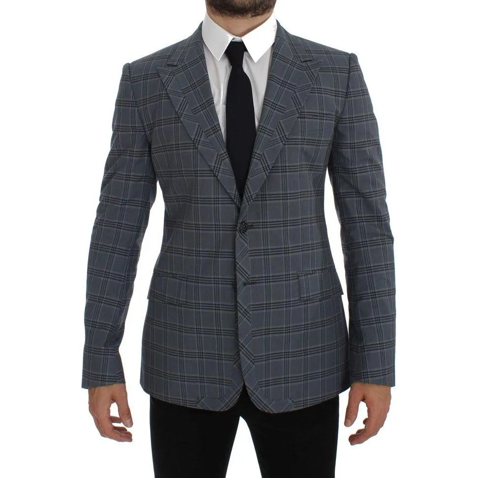 Dolce & Gabbana Elegant Blue Checkered Slim Fit Blazer