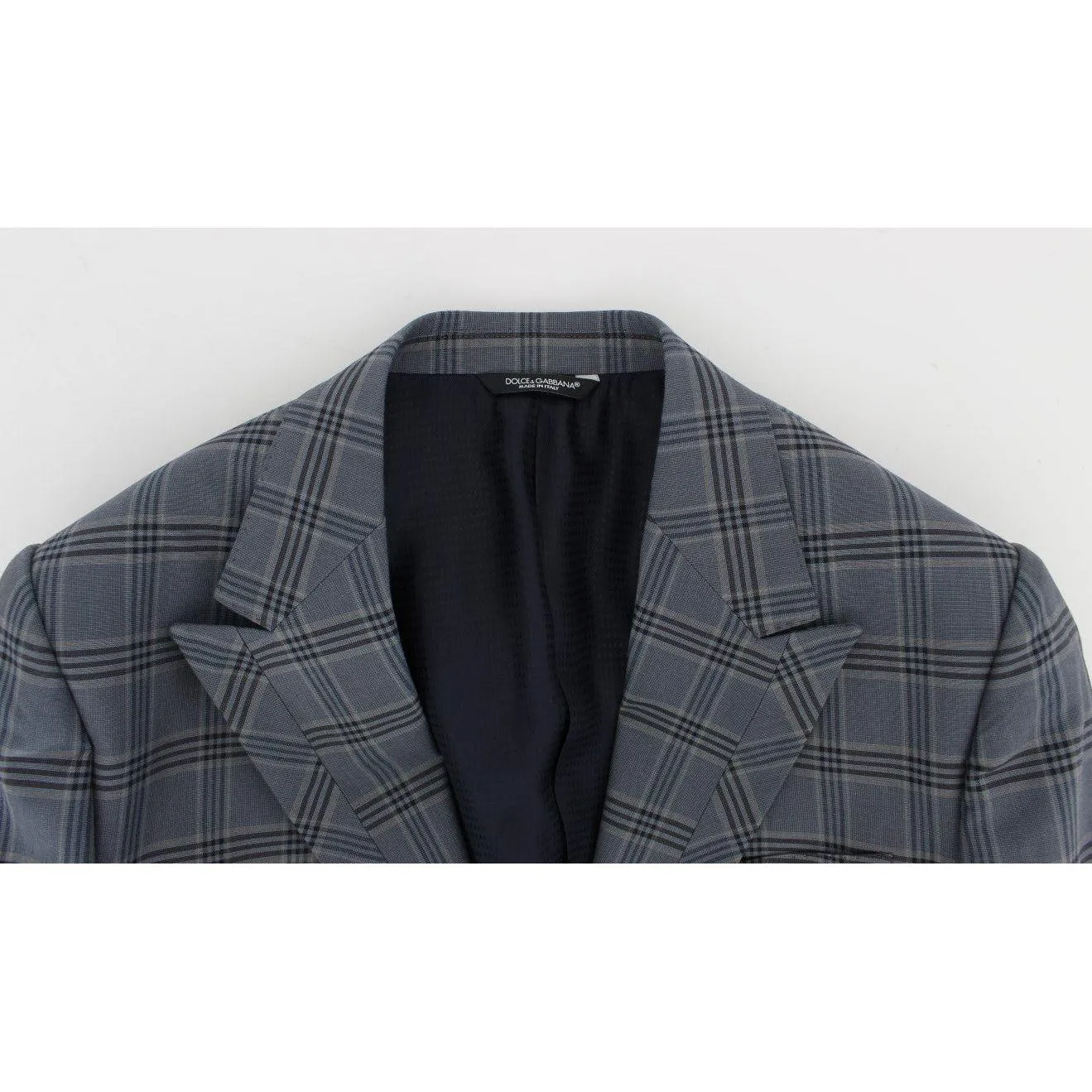 Dolce & Gabbana Elegant Blue Checkered Slim Fit Blazer