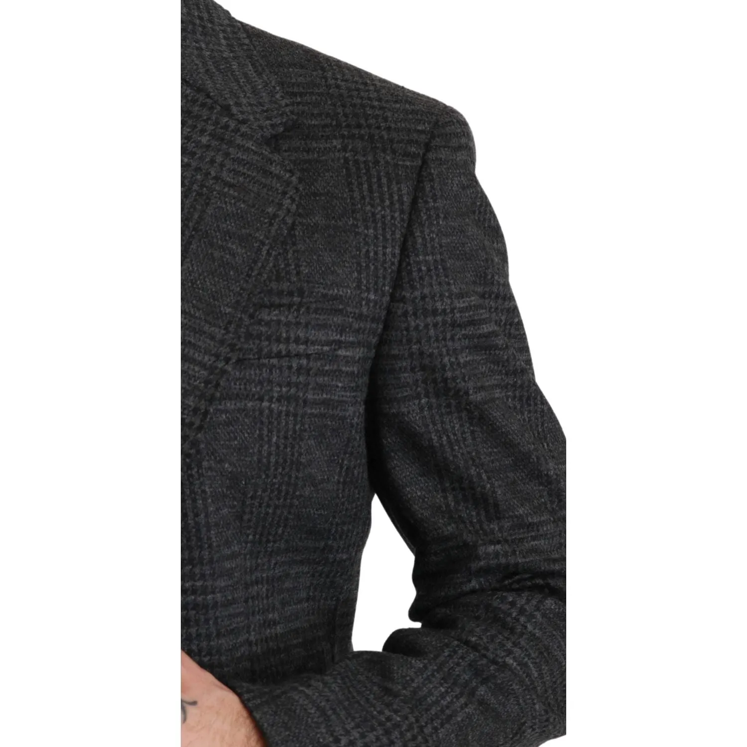 Dolce & Gabbana Elegant Gray Plaid Virgin Wool Blazer