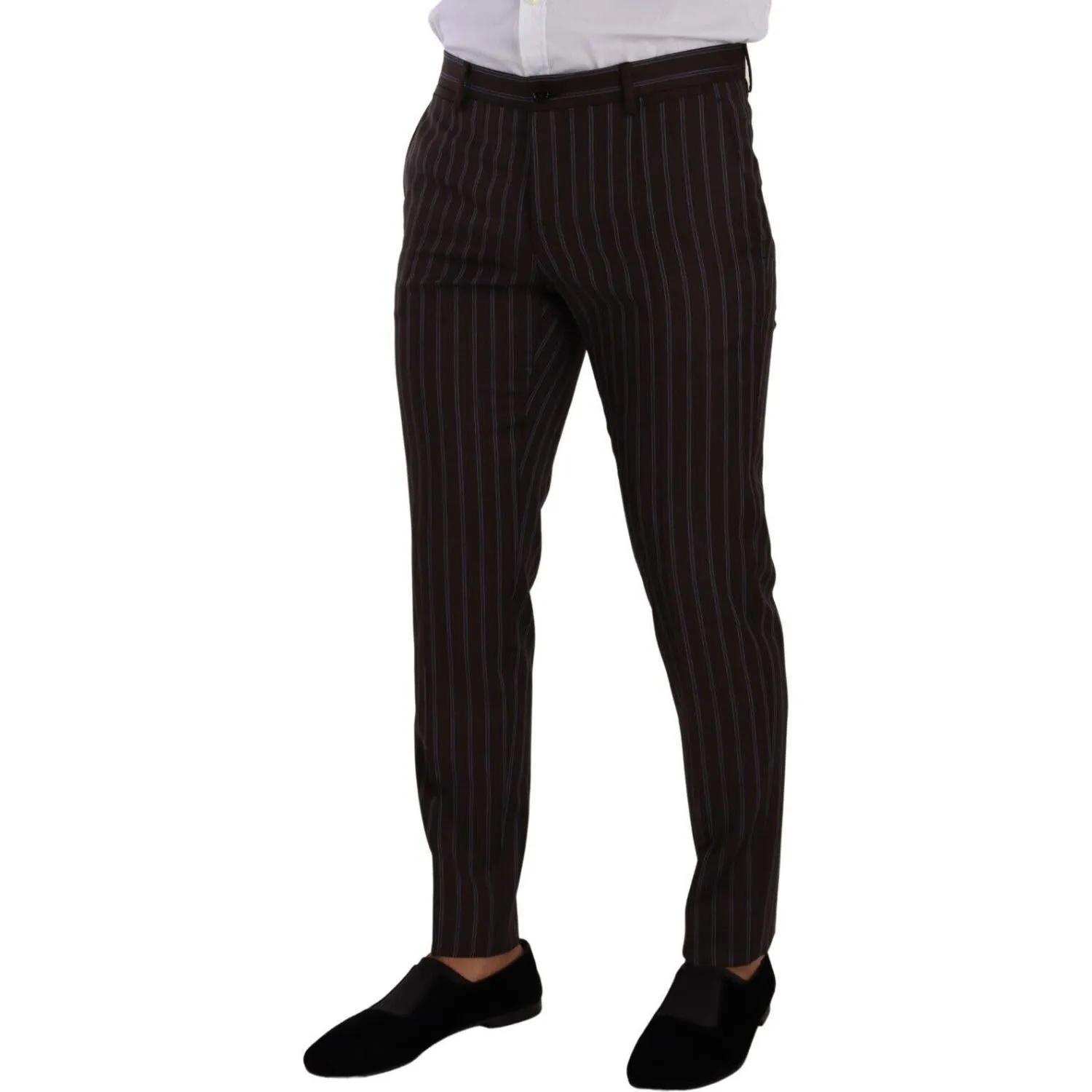 Dolce & Gabbana Elegant Maroon Striped Slim Fit Suit