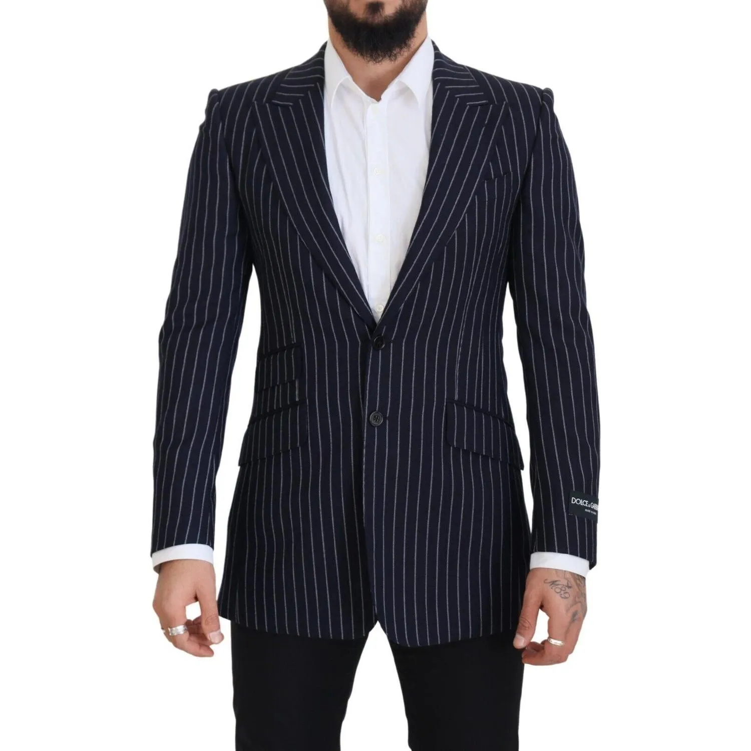 Dolce & Gabbana Elegant Navy Slim Fit Wool Blazer