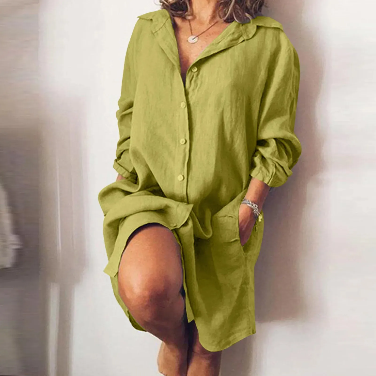 Effortless Chic Relaxed Comfortable Stylish Casual Breathable Green Fashion Forward Midi Trendy Dress