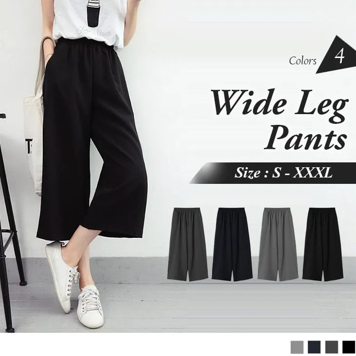 ELASTIC WAIST WIDE LEG PANTS