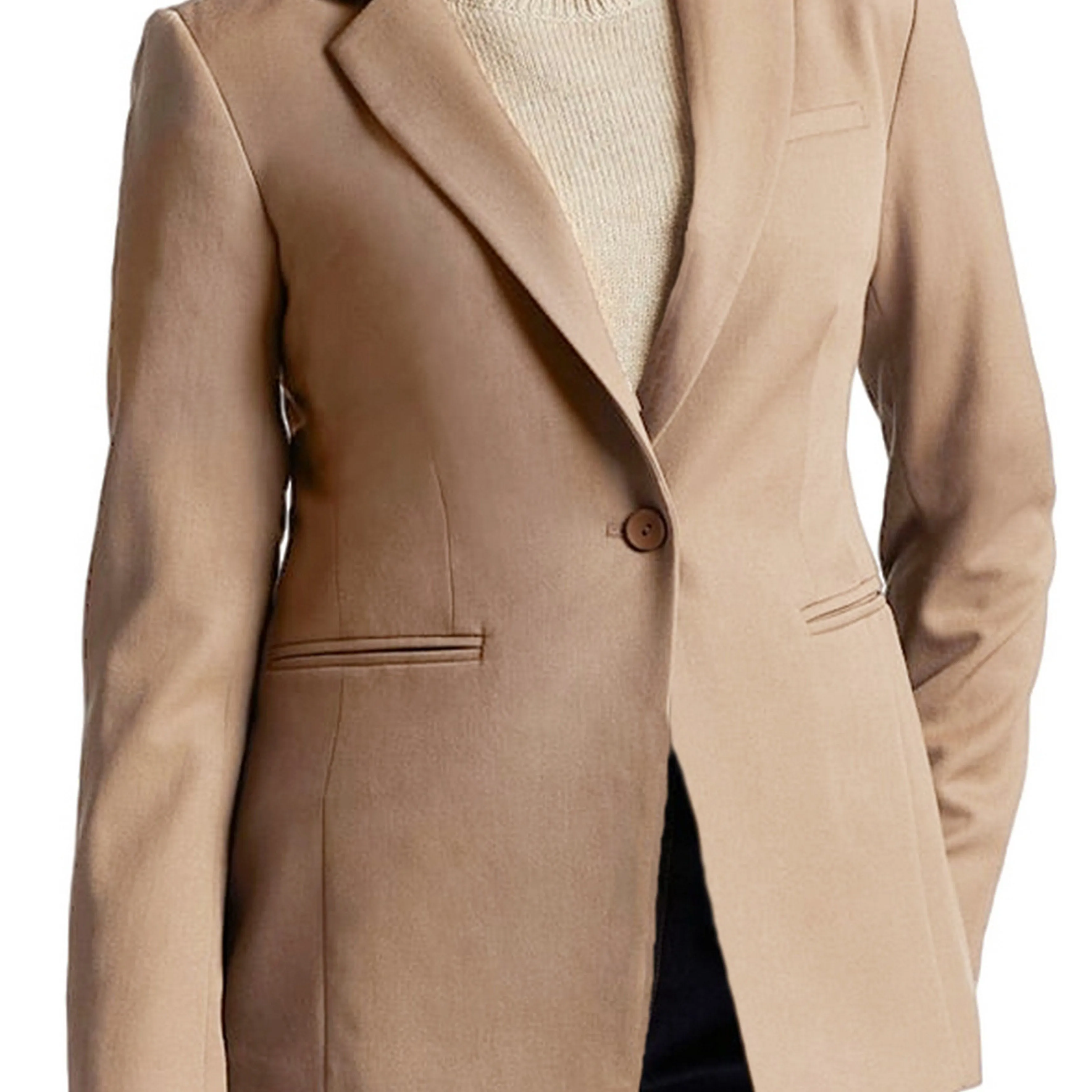 Elegant Solid Long Sleeve Open Front Lapel Blazer