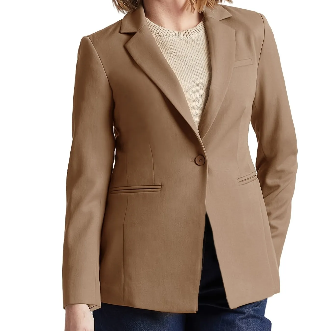 Elegant Solid Long Sleeve Open Front Lapel Blazer