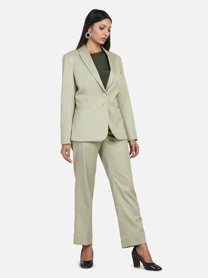 Elegant Women's Poly Cotton Pant Suit - Sage Green