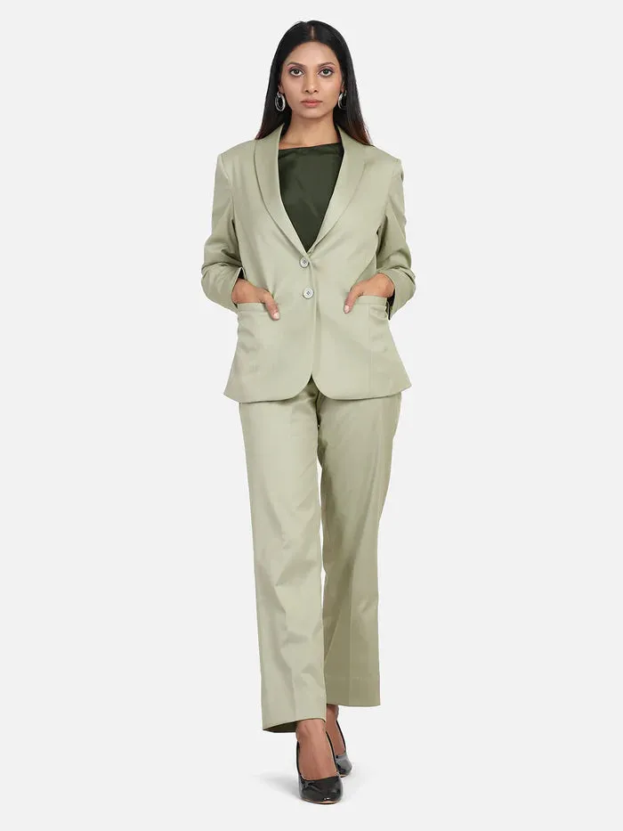 Elegant Women's Poly Cotton Pant Suit - Sage Green