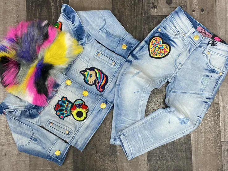 Elite- Spicey girls denim jean set (kids)