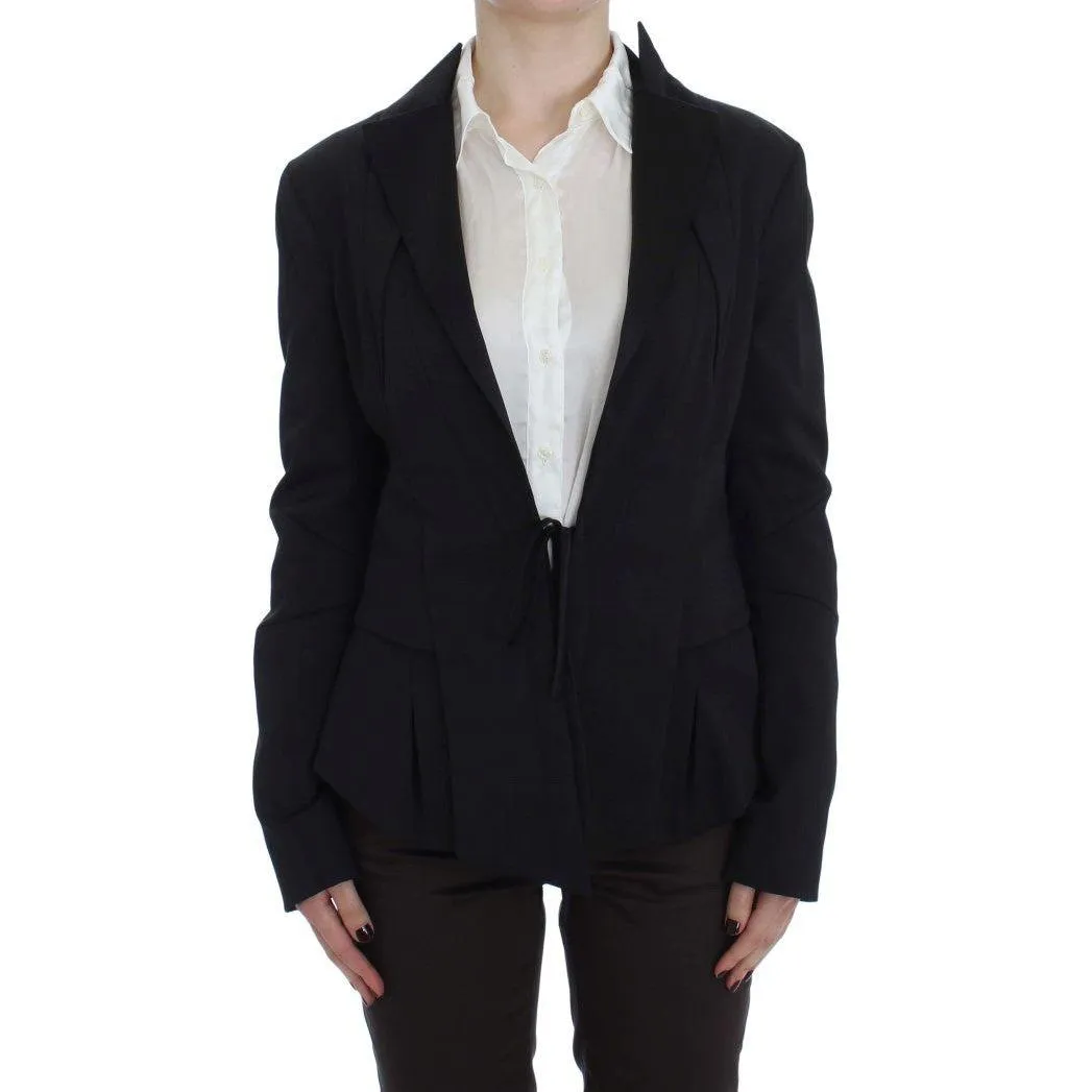 Exte Elegant Black Stretch Blazer Jacket