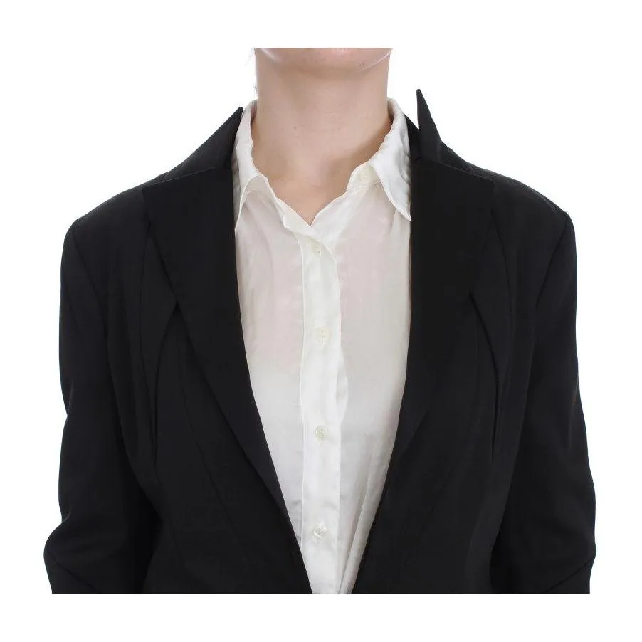 Exte Elegant Black Stretch Blazer Jacket