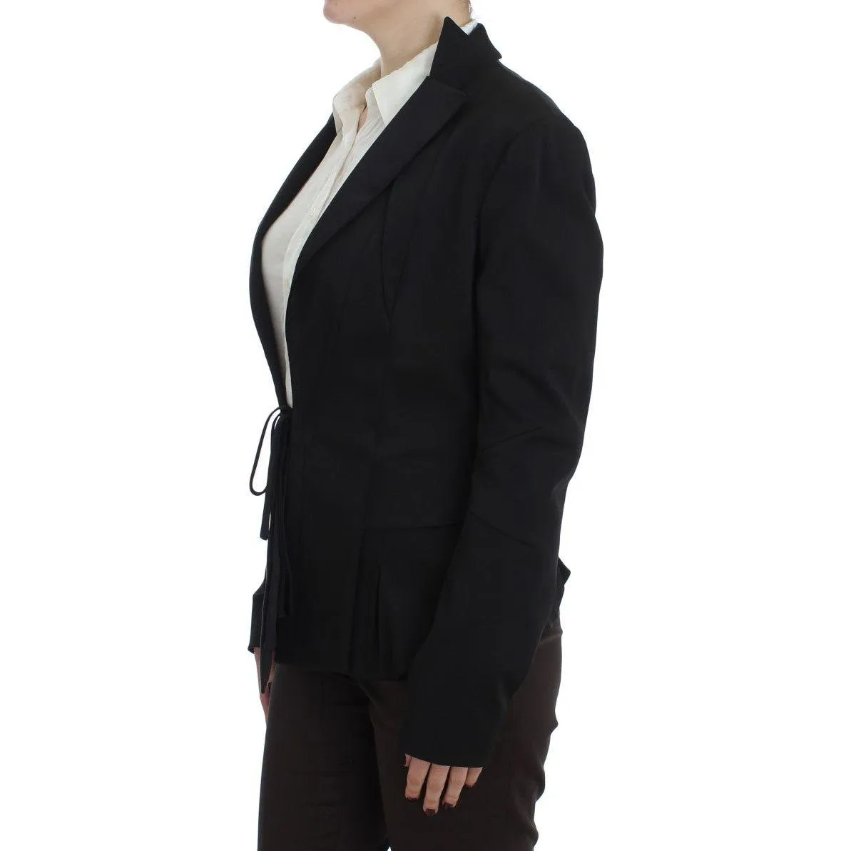 Exte Elegant Black Stretch Blazer Jacket