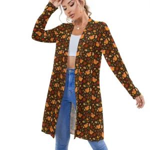 Fall Pumpkins Women's Mid-Length Cardigan