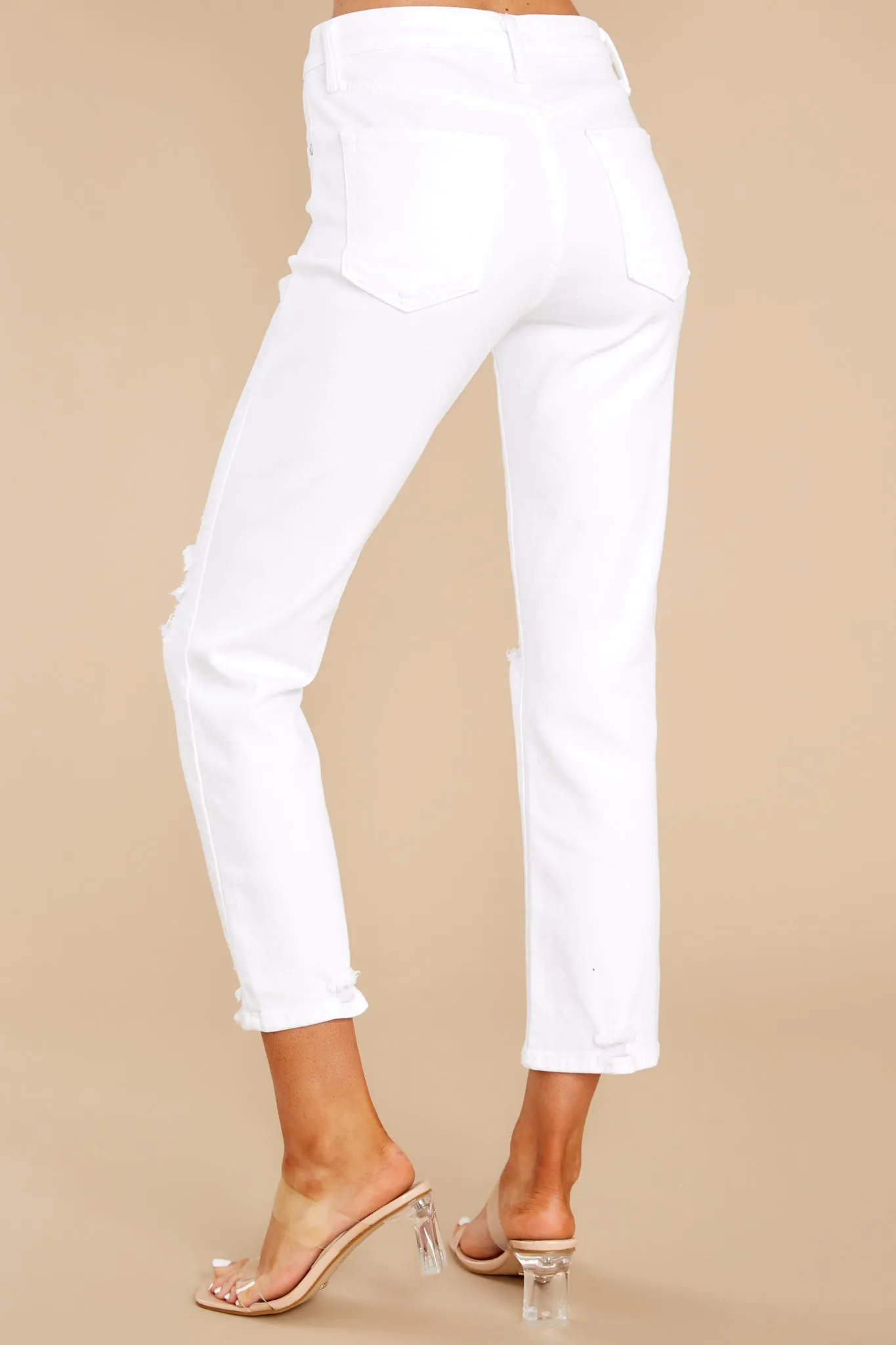 Feeling Light Hearted White Distressed Straight Jeans