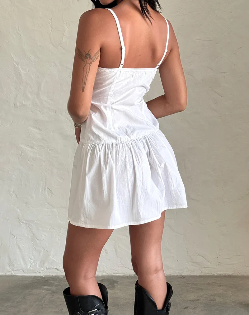 Felin Mini Dress in White Poplin