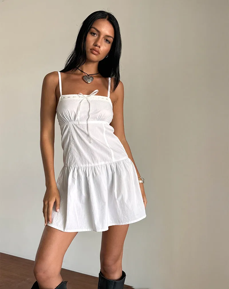 Felin Mini Dress in White Poplin