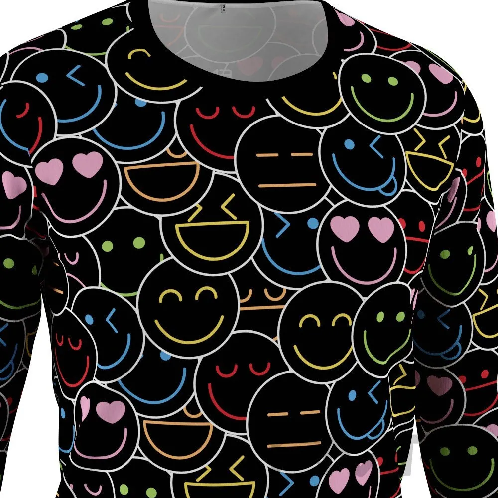 FMR Men's Emoji Print Long Sleeve Running Shirt