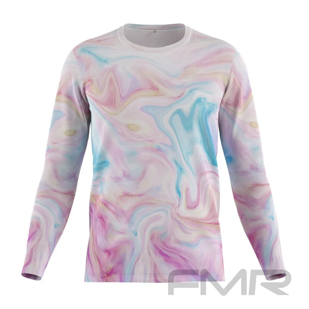 FMR Men's Marble Print Long Sleeve Running Shirt