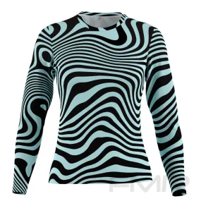 FMR Women's Light Blue Zebra Long Sleeve Running Shirt