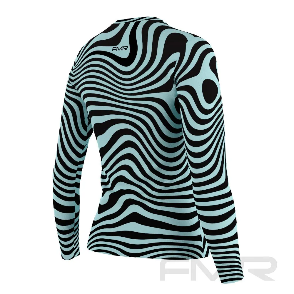 FMR Women's Light Blue Zebra Long Sleeve Running Shirt