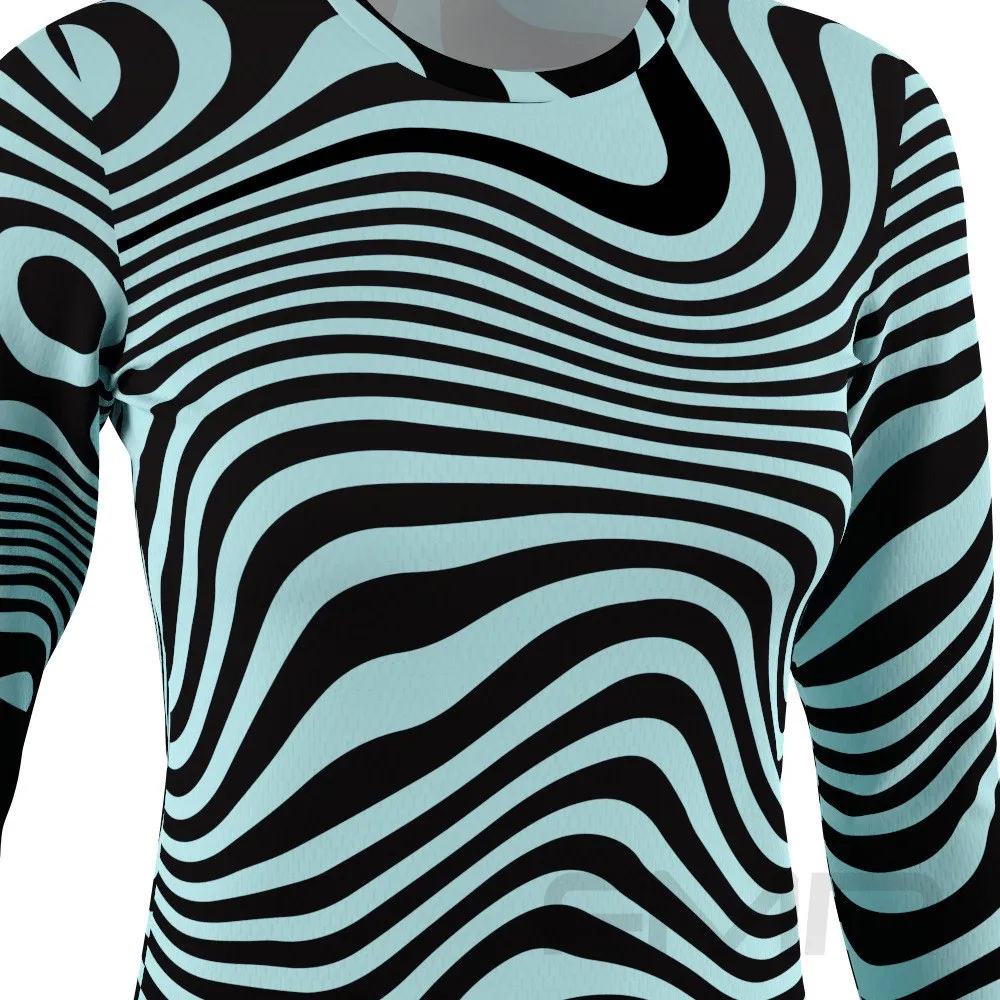 FMR Women's Light Blue Zebra Long Sleeve Running Shirt