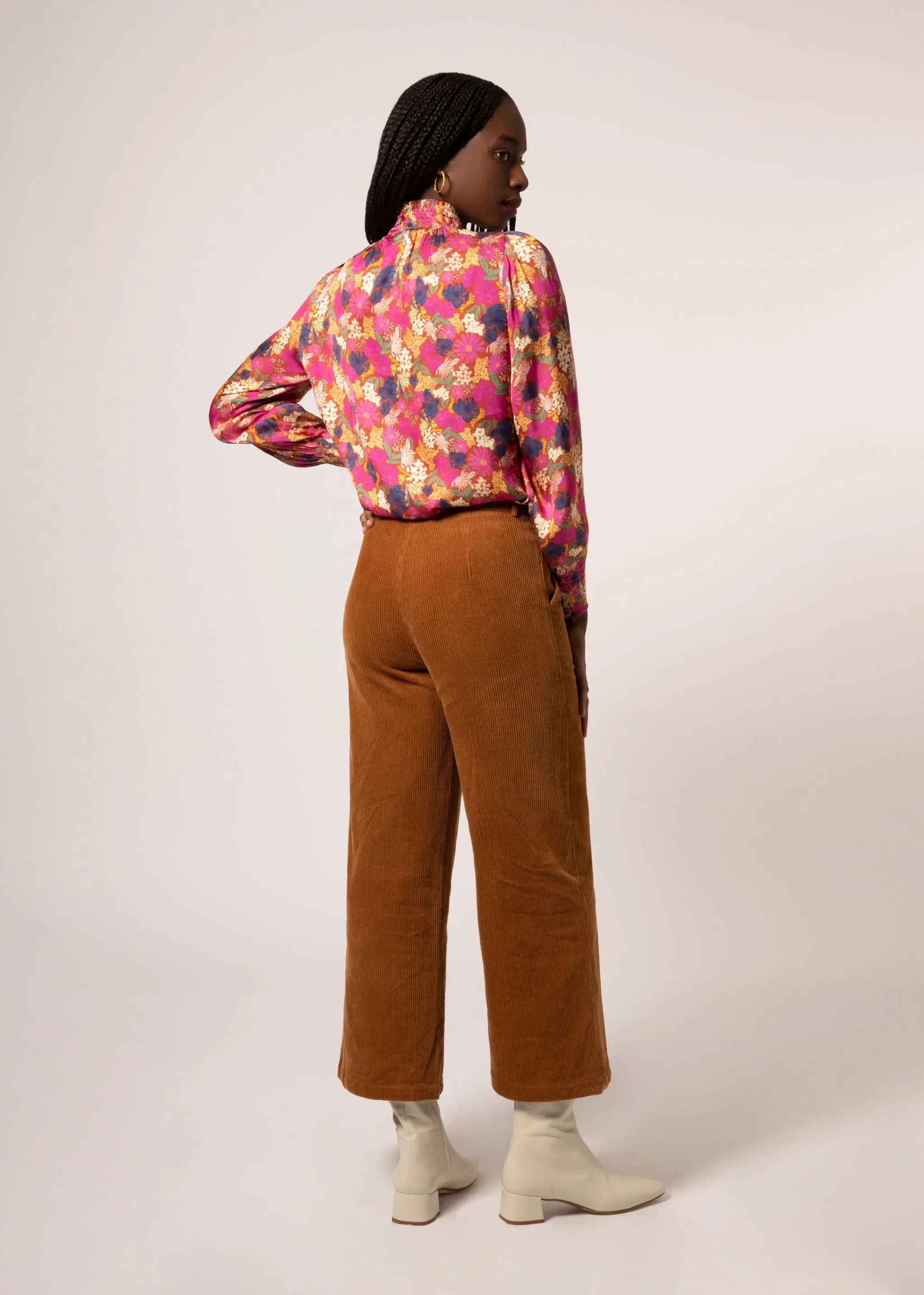 FRNCH Pruella Corduroy Cropped Wide Leg Pants