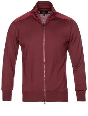 Full Zip Merino Wool Cardigan Oxblood