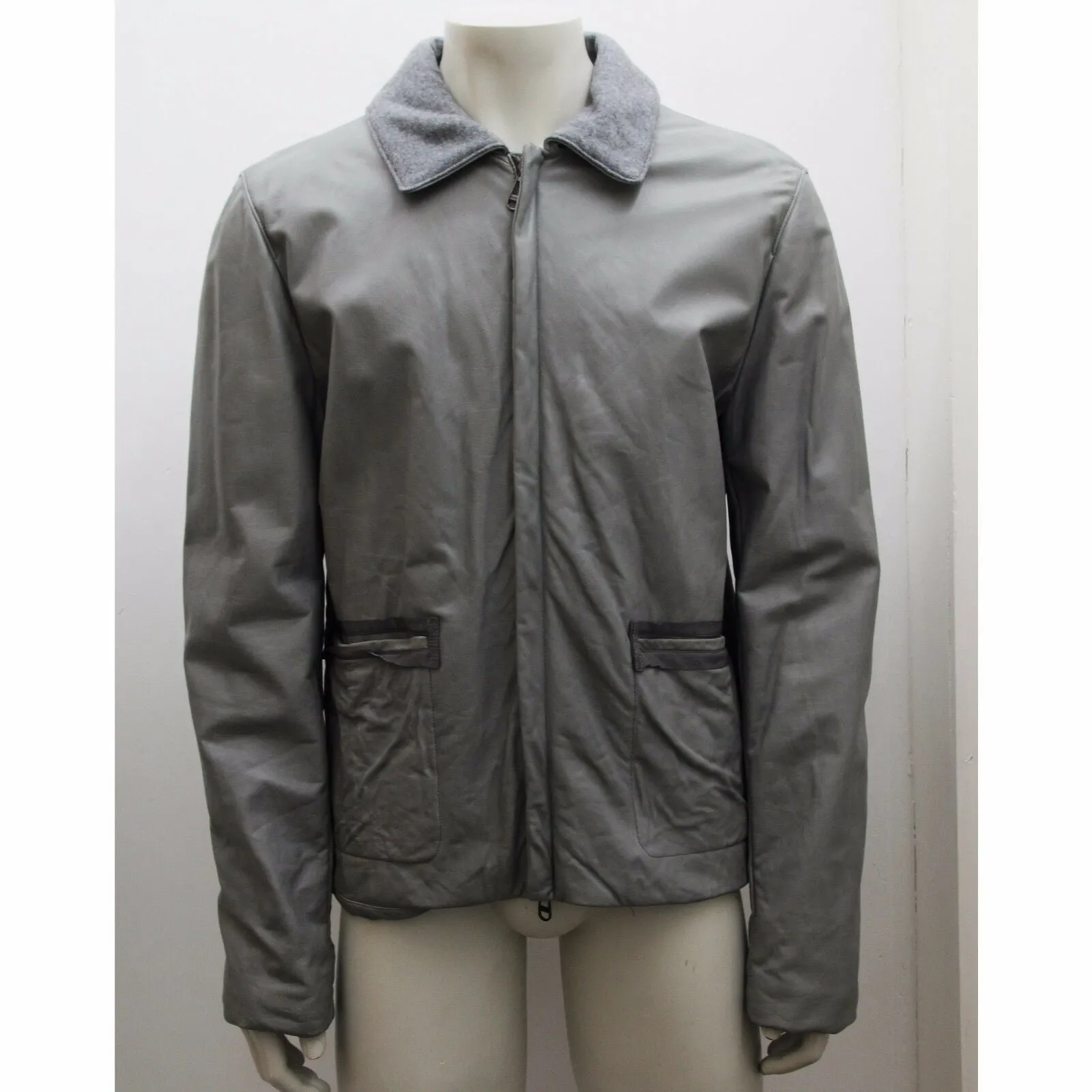 Grey Calfskin Leather Jacket