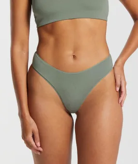 Gymshark Cotton Dipped Front Thong - Unit Green