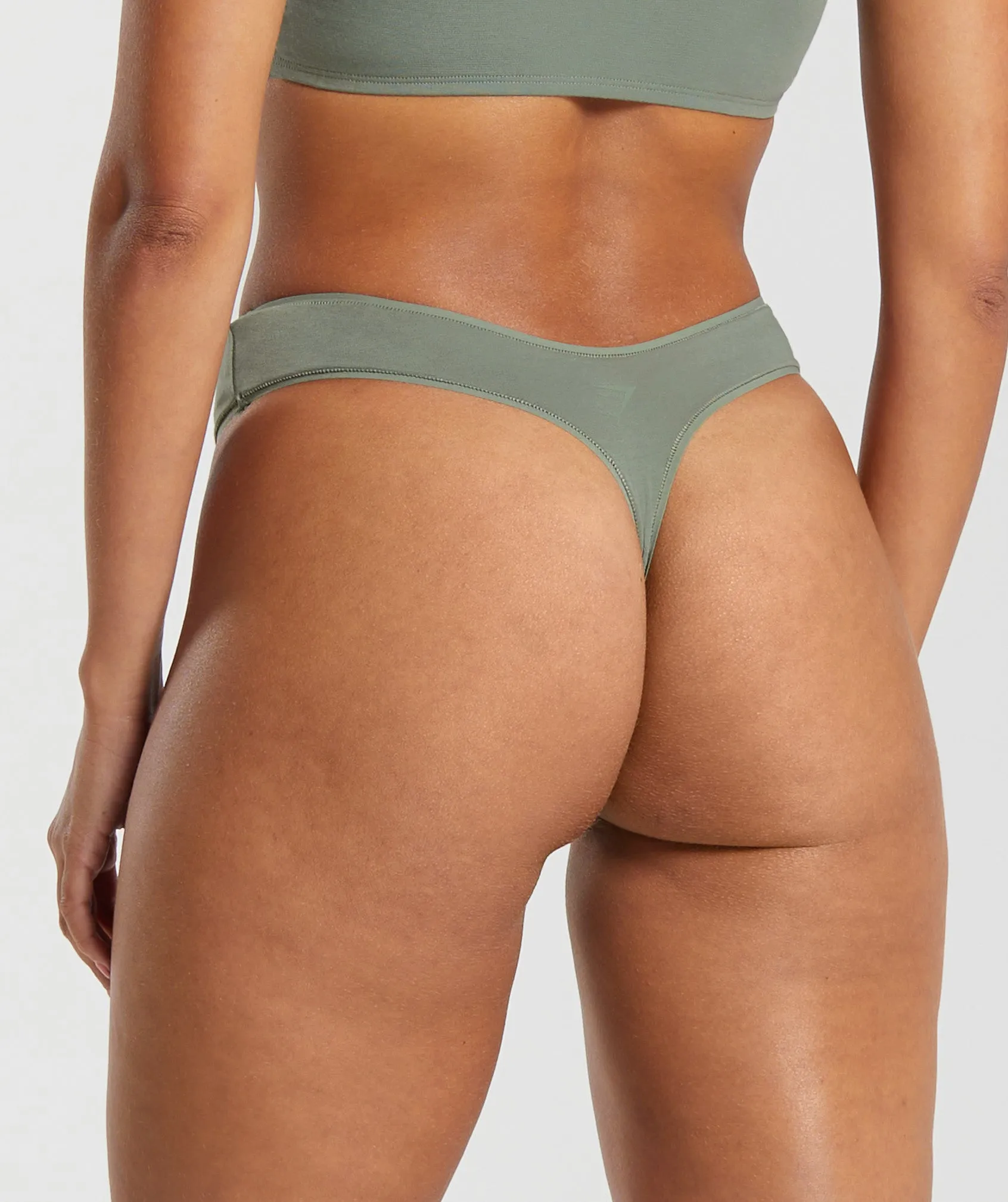 Gymshark Cotton Dipped Front Thong - Unit Green