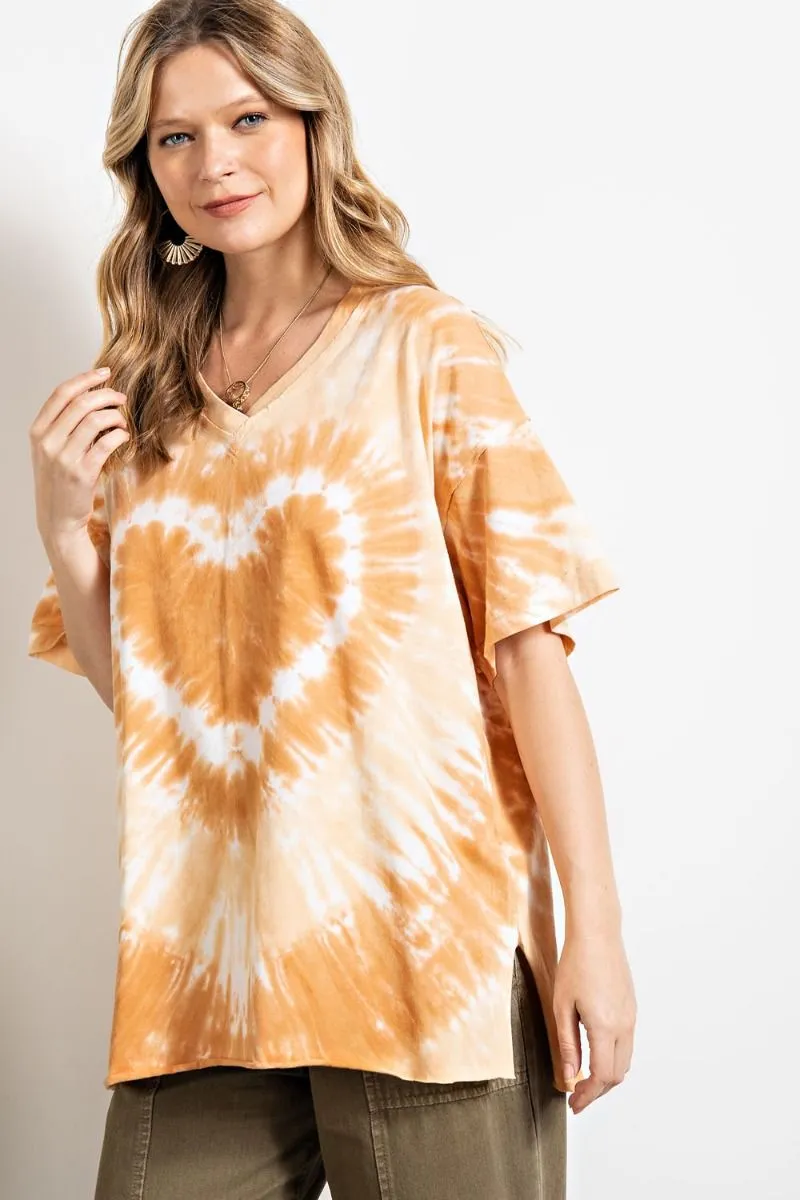 Heart tie dye washed boxy top