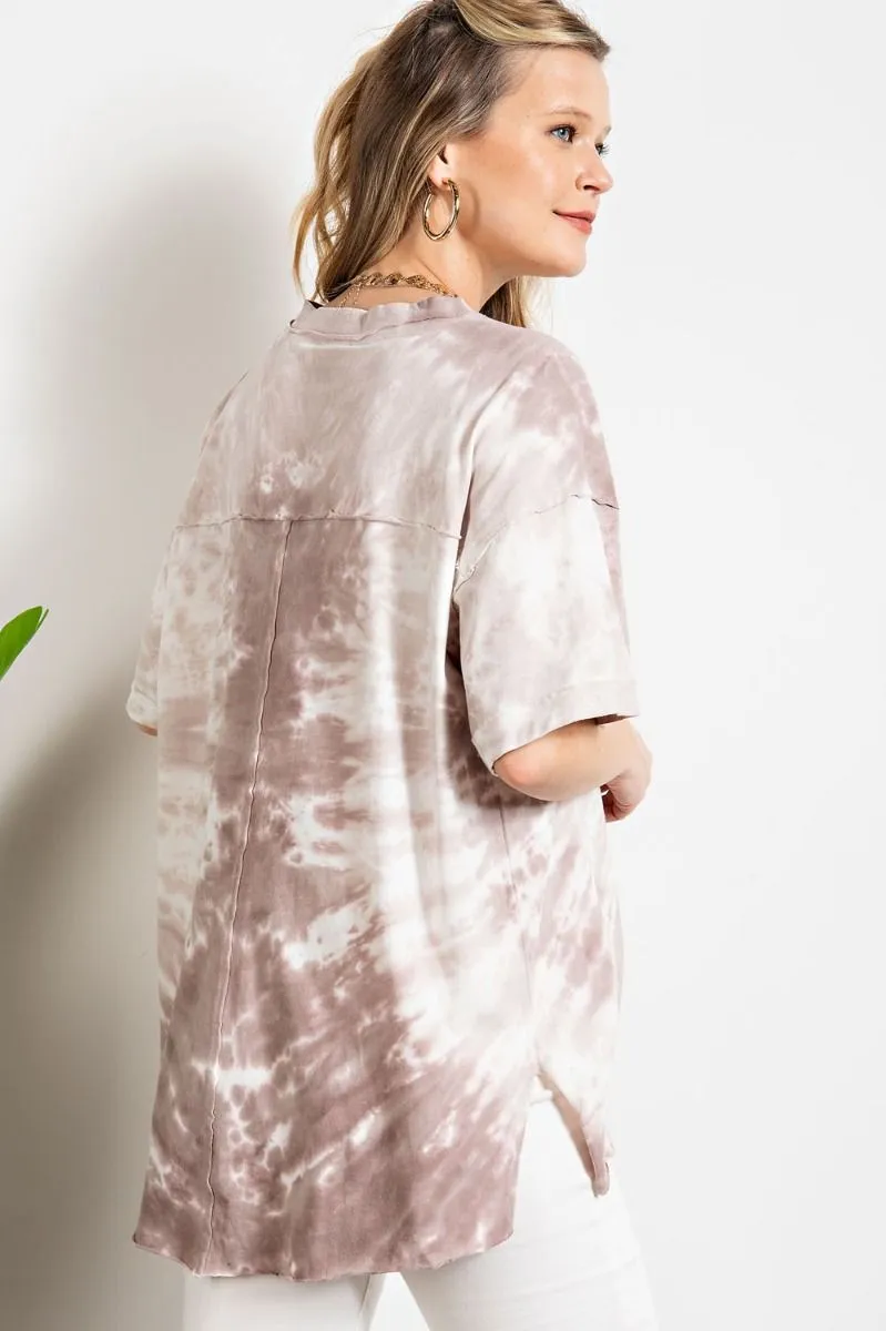 Heart tie dye washed boxy top