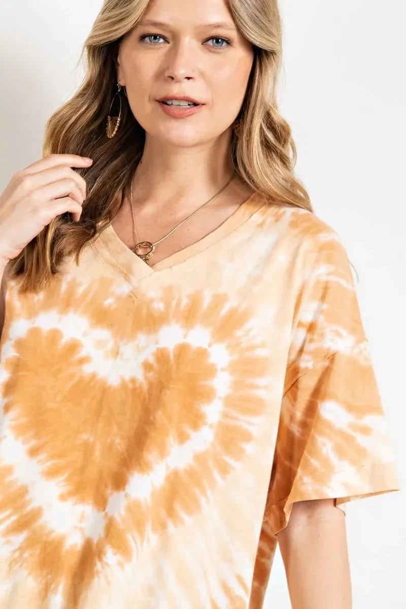 Heart tie dye washed boxy top