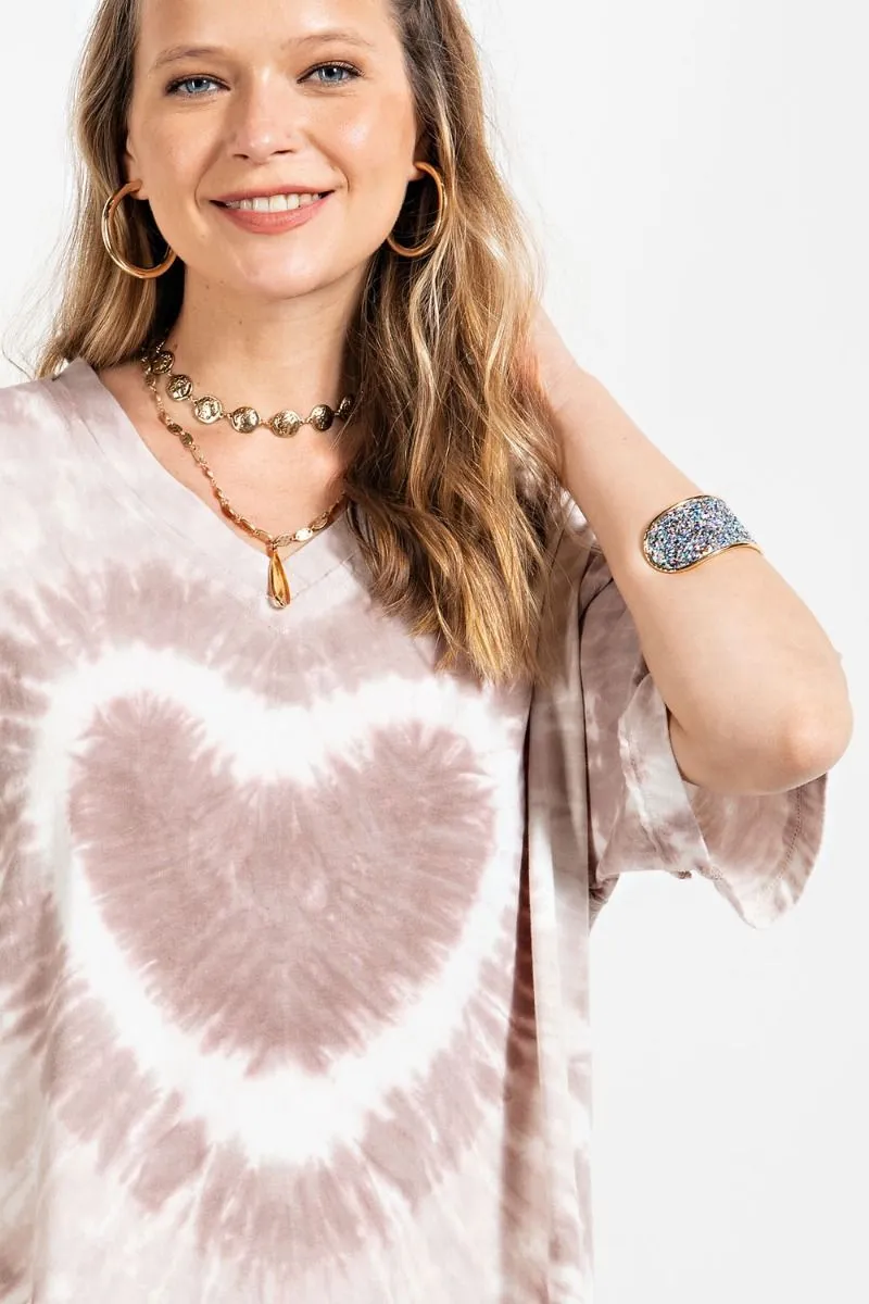 Heart tie dye washed boxy top