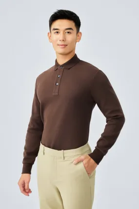 HeatGuard Jacquard Long Sleeve Polo  | Brown BRE054