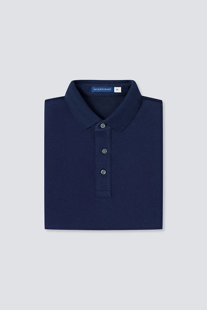 HeatGuard Jacquard Long Sleeve Polo  | Navy NNY096