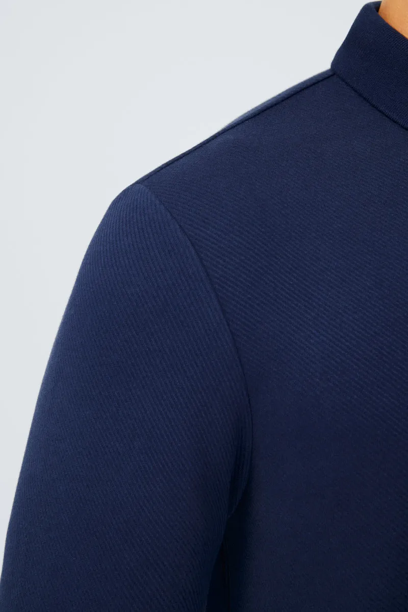 HeatGuard Jacquard Long Sleeve Polo  | Navy NNY096