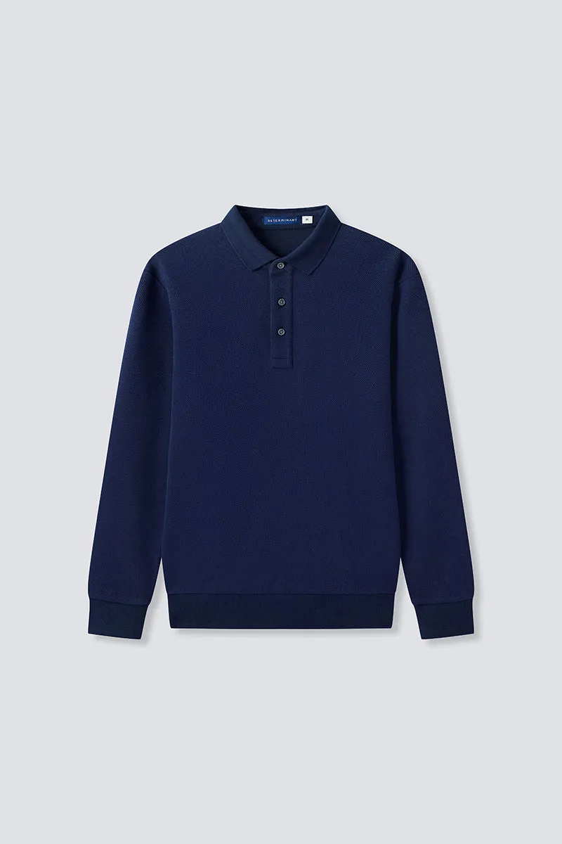 HeatGuard Jacquard Long Sleeve Polo  | Navy NNY096