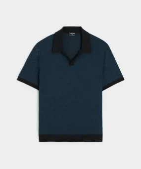 Herringbone Montauk Sweater Polo in Blue Note