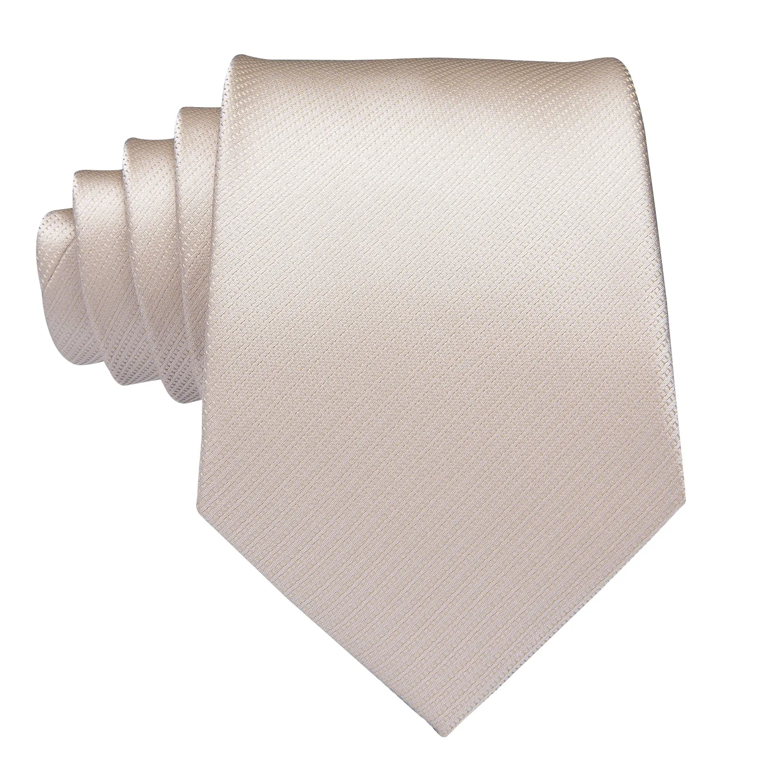 Hi-Tie Silk Ties Ivory Beige Solid Necktie Pocket Square Cufflinks Set