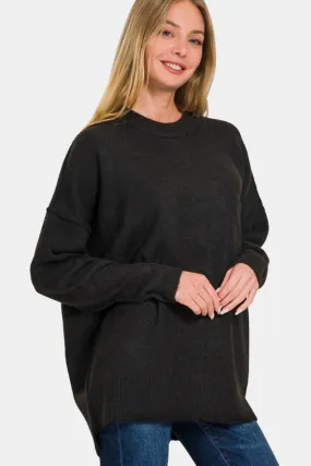 High-Low Hem Drop Shoulder Sweater