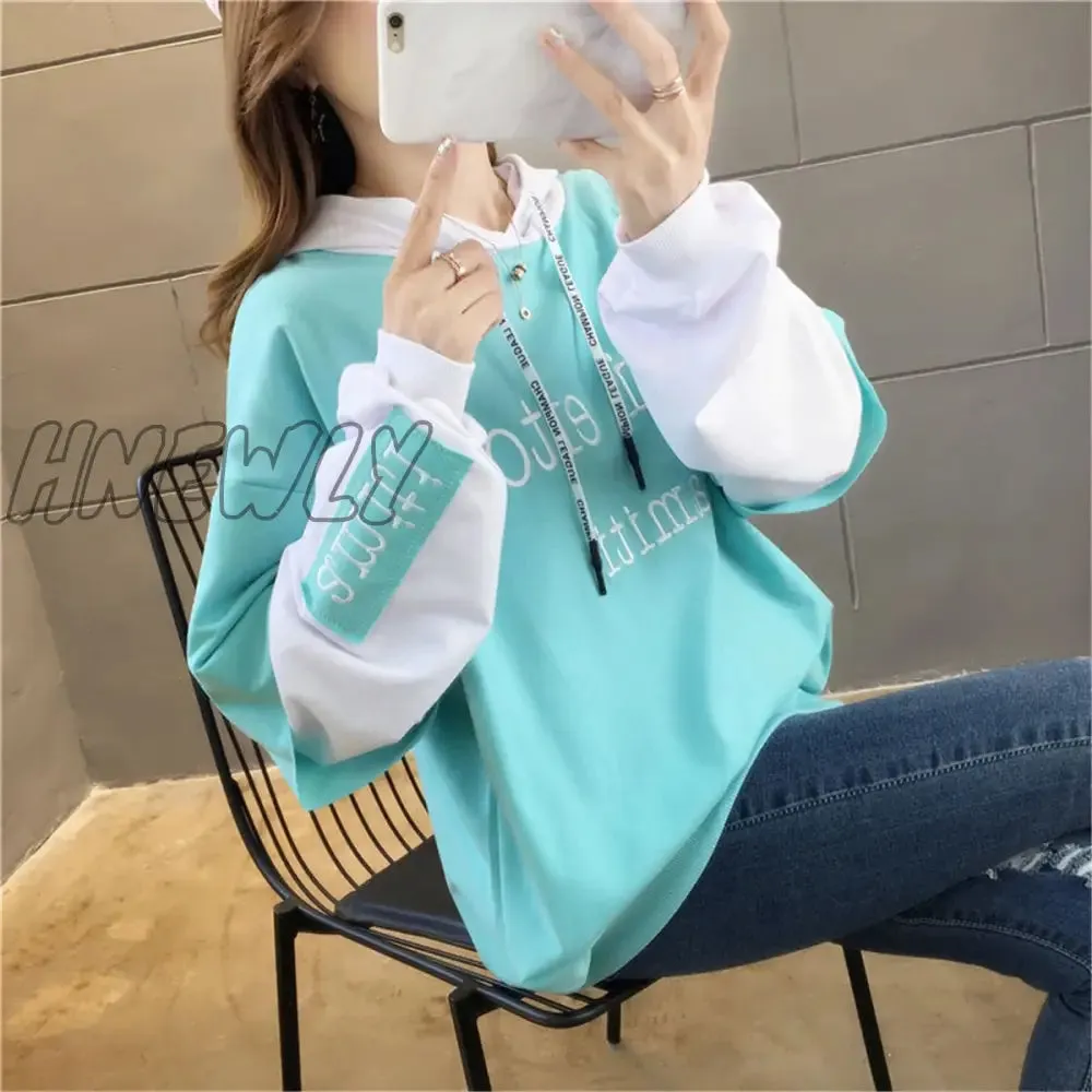 Hnewly Black Hip Hop Hoodie Women Harajuku Plaid Sweatshirts Japan Kawaii Femme Casual Pullover Tops Gray Oversized Basic Hoodies